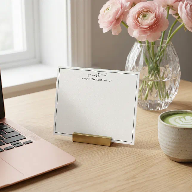 Elegant Modern Handwritten Monogram Name Note Card | Zazzle