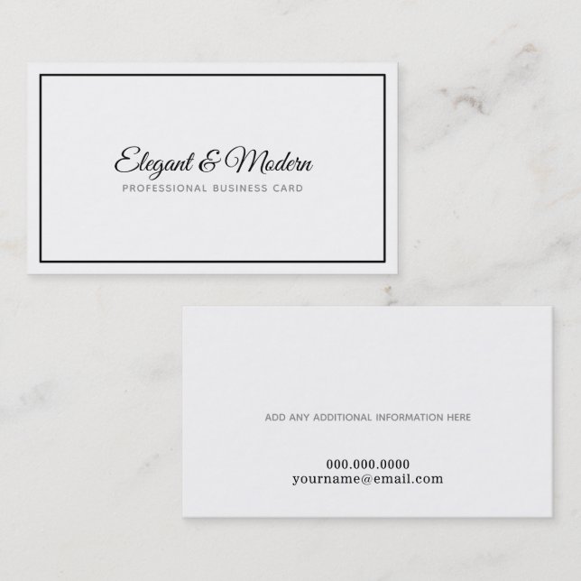 elegant & modern handwritten prof. b/w business card (Front/Back)