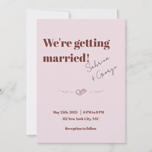 Elegant Modern Handwritten QR Code Wedding Invitation (Front)