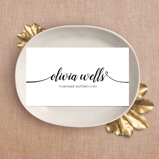 Customizable Simple White Handwritten Script Calligraphy Business Card