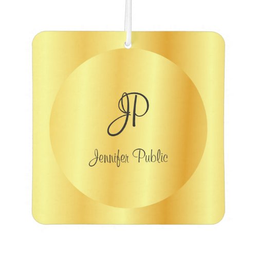 Elegant Modern Handwritten Script Monogram Gold Air Freshener