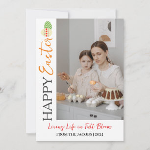 Elegant Modern Happy Easter Eggs, family 2 photo Holiday Card