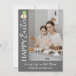 Elegant Modern Happy Easter Eggs, family 2 photo  Holiday Card