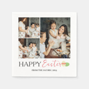 Elegant Modern Happy Easter Eggs, family 3 photo Napkins