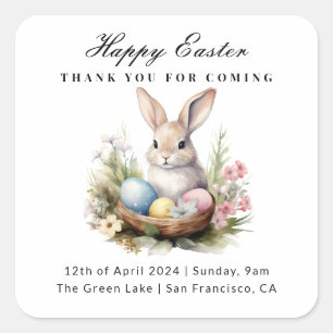 Elegant Modern Happy Easter Thank You for Coming Square Sticker