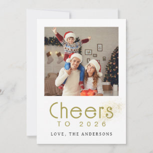 Elegant Modern Happy New Year 2026 Family Photo Holiday Card