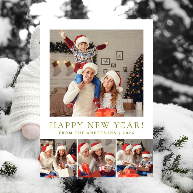 Elegant Modern Happy New Year 2026 Family Photo Holiday Card (Creator Uploaded)