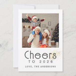 Elegant Modern Happy New Year 2026 Family Photo Holiday Card