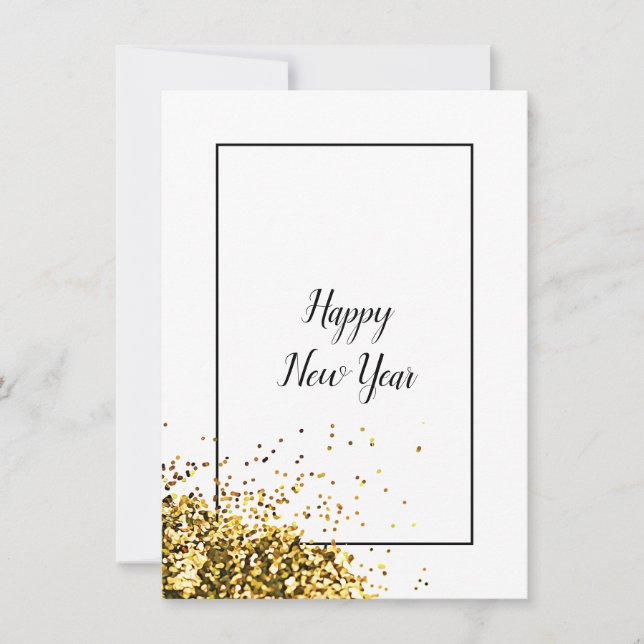 Elegant Modern Happy New Year   Holiday Card (Front)
