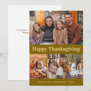 Elegant Modern Happy Thanksgiving Autumn Photo Holiday Card