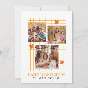Elegant Modern Happy Thanksgiving Autumn Photo Holiday Card
