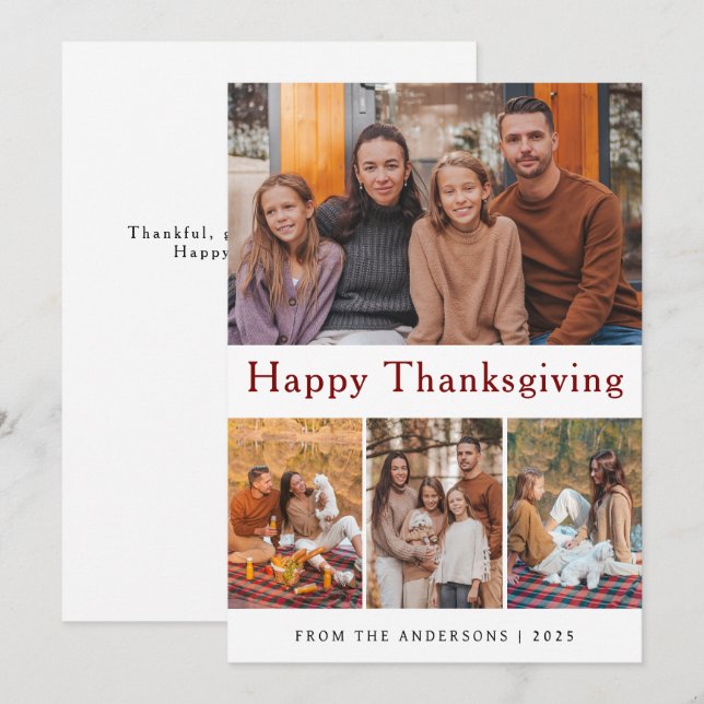 Elegant Modern Happy Thanksgiving Autumn Photo Holiday Card (Front/Back)