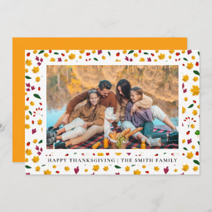 Elegant Modern Happy Thanksgiving Autumn Photo Holiday Card