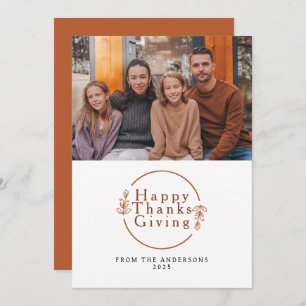 Elegant Modern Happy Thanksgiving Autumn Photo Holiday Card