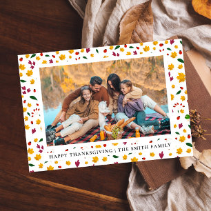 Elegant Modern Happy Thanksgiving Autumn Photo Holiday Card