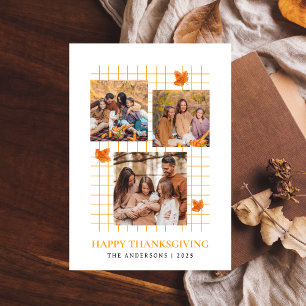 Elegant Modern Happy Thanksgiving Autumn Photo Holiday Card