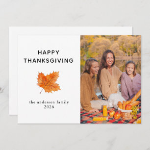 Elegant Modern Happy Thanksgiving Autumn Photo Holiday Card