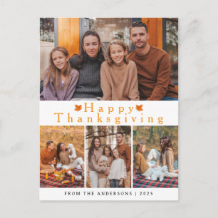 Elegant Modern Happy Thanksgiving Autumn Photo Holiday Postcard