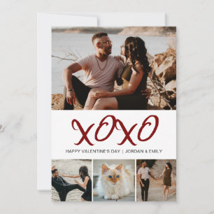 Elegant Modern Happy Valentine's Day 4 Photo Holiday Card