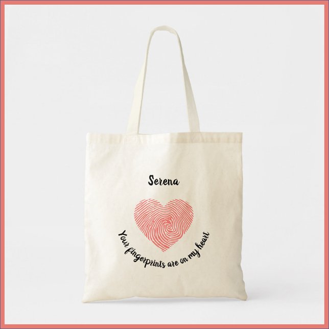 Elegant Modern Heart Fingerprint Tote Bag (Creator Uploaded)