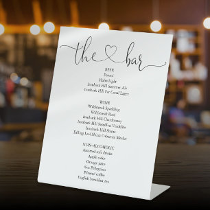 Elegant Modern Heart Script Bar Menu Pedestal Sign
