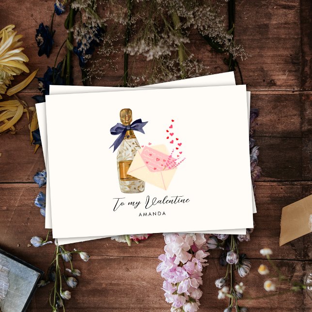 Elegant Modern Hearts Champagne valentine day card (Creator Uploaded)