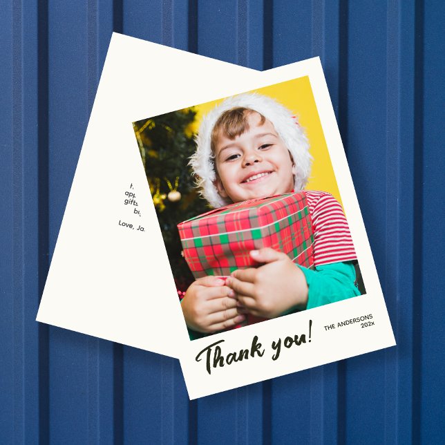 Elegant Modern Holiday Photo Thank You Card (Creator Uploaded)