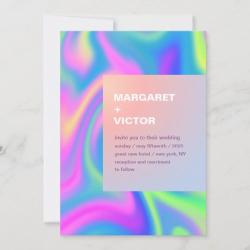 Elegant Modern Holographic Wedding Invitation 