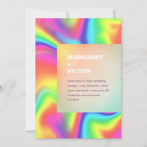 Elegant Modern Holographic Wedding Invitation 