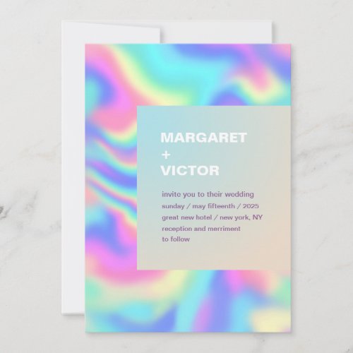 Elegant Modern Holographic Wedding Invitation 