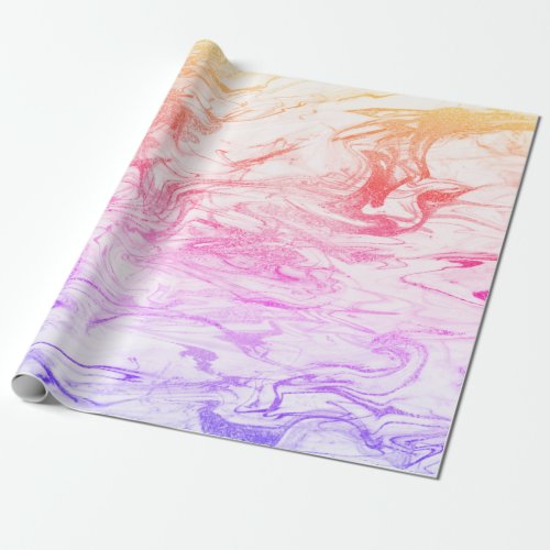 Elegant modern holographic white marble wrapping paper