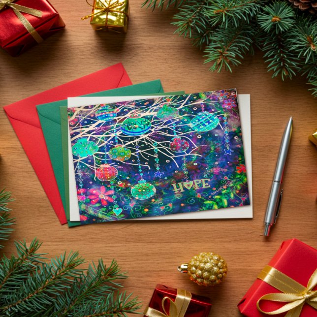 Elegant Modern Hope Pretty Christmas Ornaments Card (Creator Uploaded)