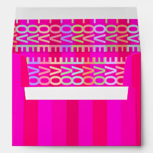 Elegant Modern Hot Pink and Colorful "LOVE" Envelope