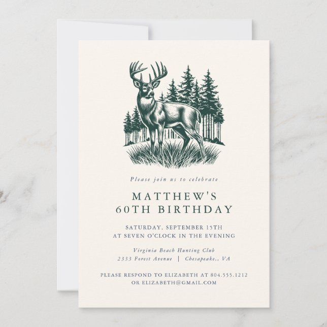 Elegant Modern Hunter Birthday Party  Invitation (Front)