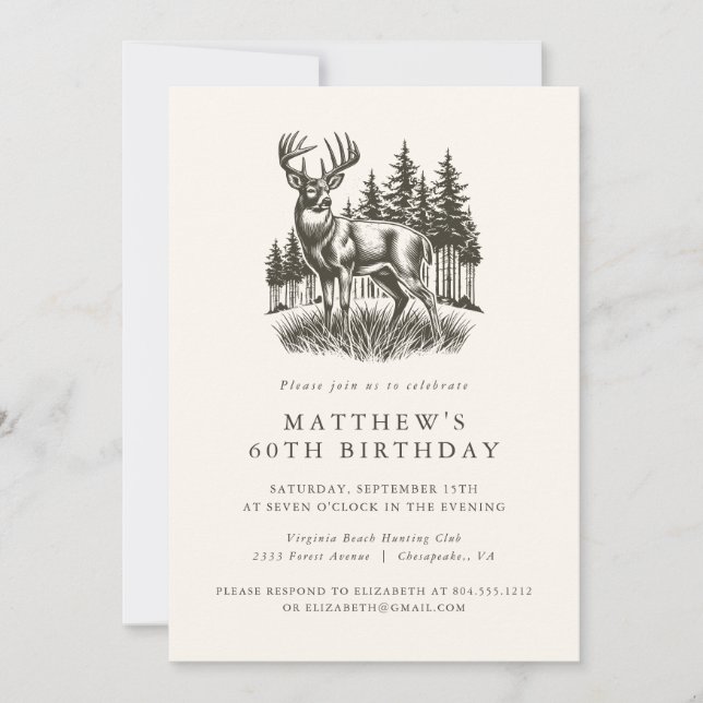 Elegant Modern Hunter Birthday Party  Invitation (Front)