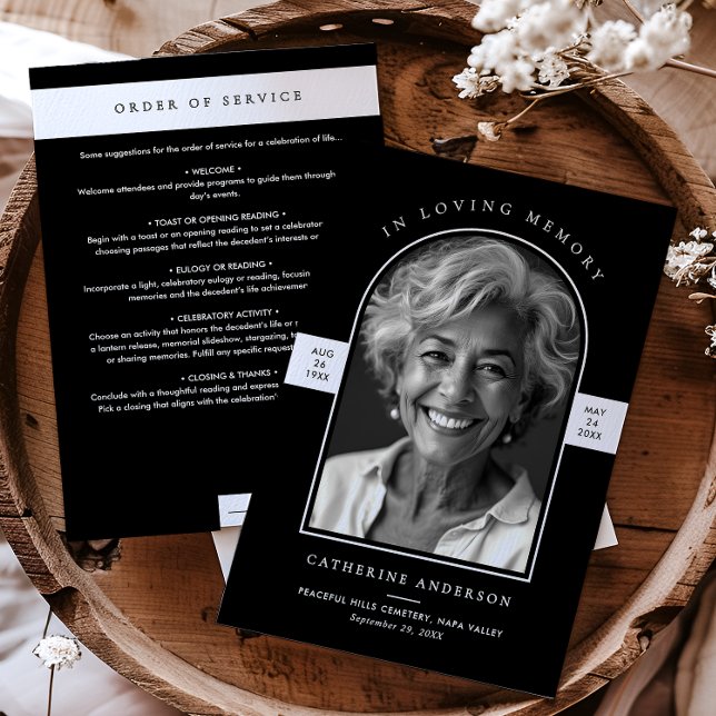 Elegant Modern In Loving Memory Arch Photo Funeral Program (Creator Uploaded)