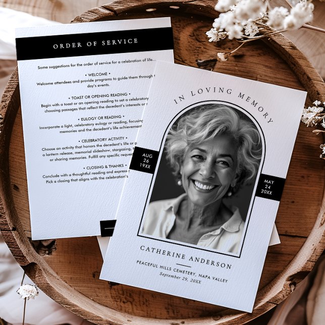 Elegant Modern In Loving Memory Arch Photo Funeral Program (Creator Uploaded)