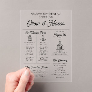 Elegant Modern Infographic Acrylic Wedding Program