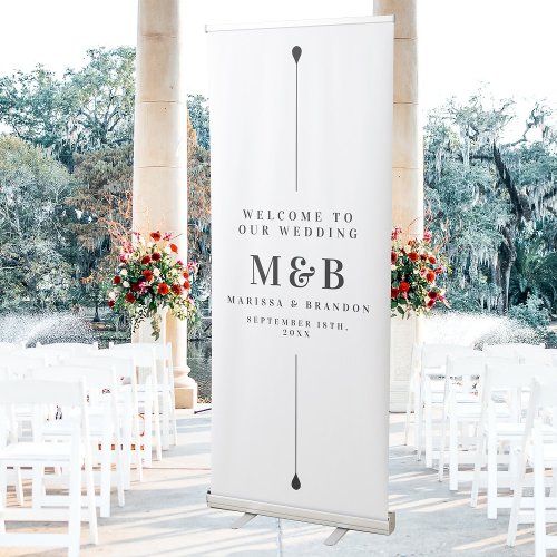 Elegant Modern Inline White Wedding Welcome Retractable Banner
