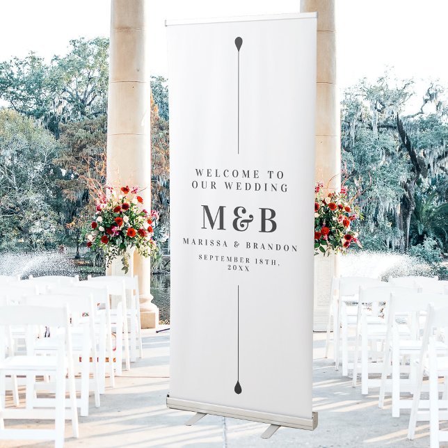 Elegant Modern Inline White Wedding Welcome Retractable Banner (Elegant Modern Inline White Wedding Welcome Retractable Banner)