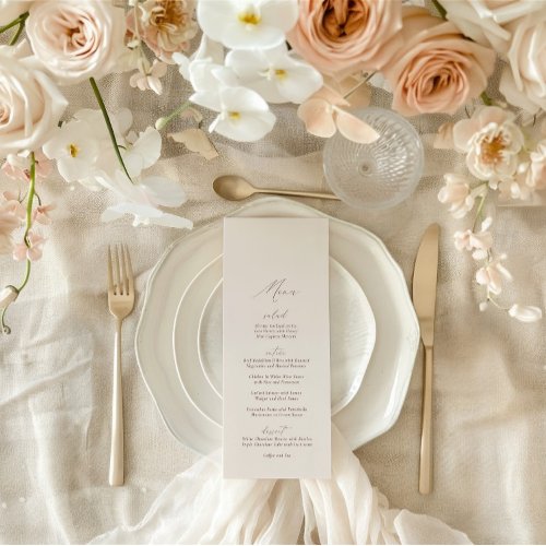 Elegant Modern Ivory Calligraphy Wedding Menu