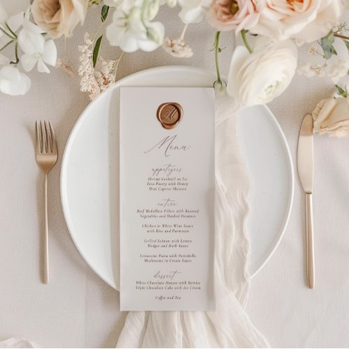 Elegant Modern Ivory Calligraphy Wedding Menu Invitation