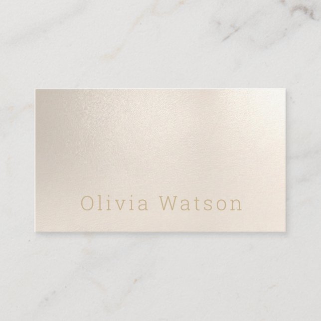 Elegant Modern Ivory Linen Minimalist Professional Business Card (Front)
