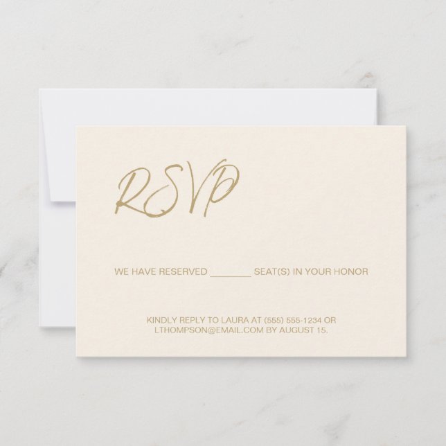 Elegant Modern Ivory RSVP no mailing Reserved Seat Card (Front)
