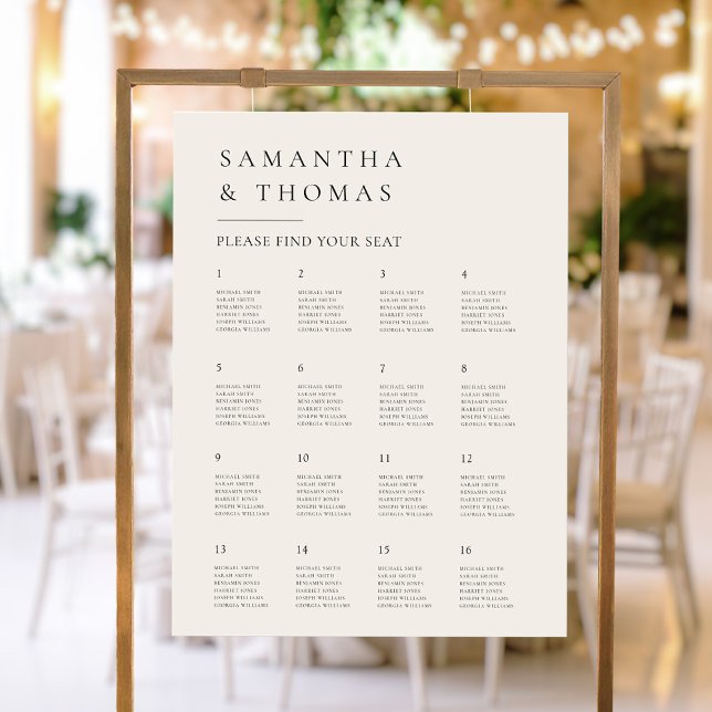 Elegant Modern Ivory Wedding Seating Chart Foam Board (Creator Uploaded)