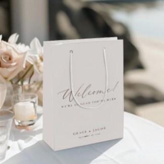 Elegant Modern Ivory Wedding Welcome Gift Bags