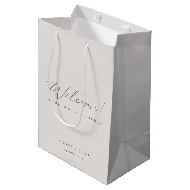 Elegant Modern Ivory Wedding Welcome Gift Bags | Zazzle