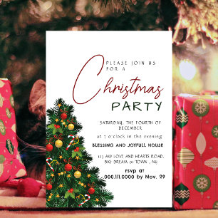 Elegant Modern Joy Christmas Party Invitation