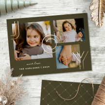 Elegant Modern Joy Collage Photo Holiday Card