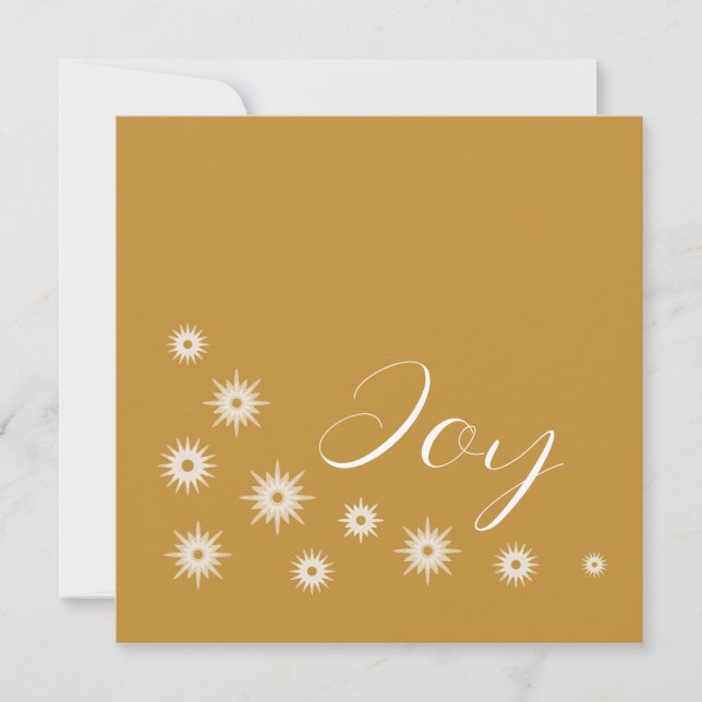 Elegant Modern Joy Gold Star Holiday Card (Front)